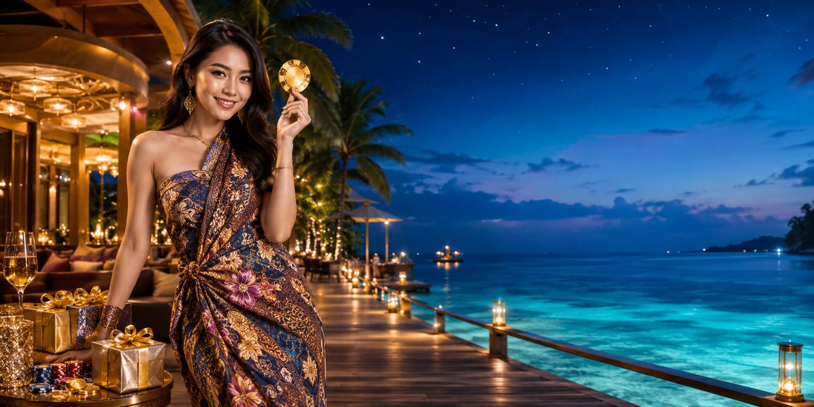 Pengguna Sabah menikmati hiburan kasino dalam talian dengan latar batik Malaysia yang indah